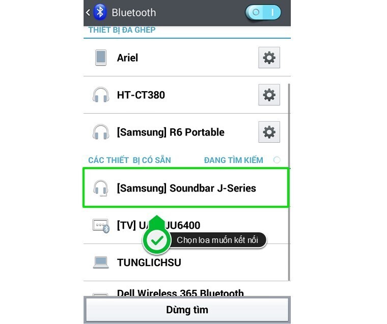 cách kết nối điện thoại, máy tính bảng với loa thanh samsung qua bluetooth