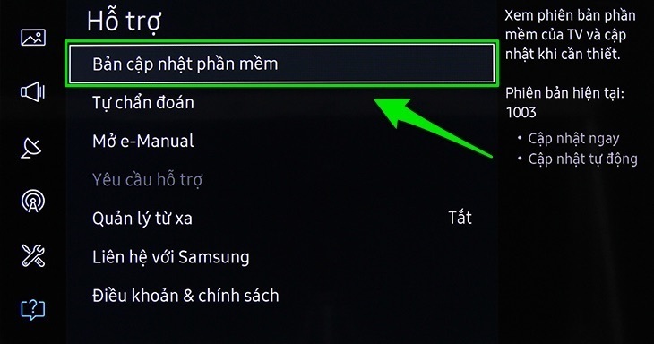 cách cập nhật phần mềm trên smart tivi samsung 2016