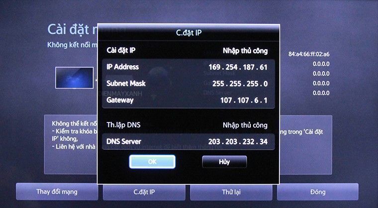 khắc phục tivi không kết nối được mạng