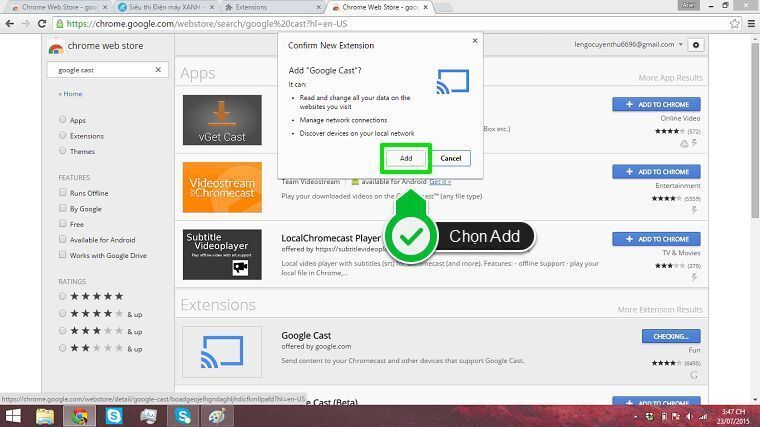 cách sử dụng tính năng google cast để chia sẻ nội dung từ laptop lên android tivi sony 2015
