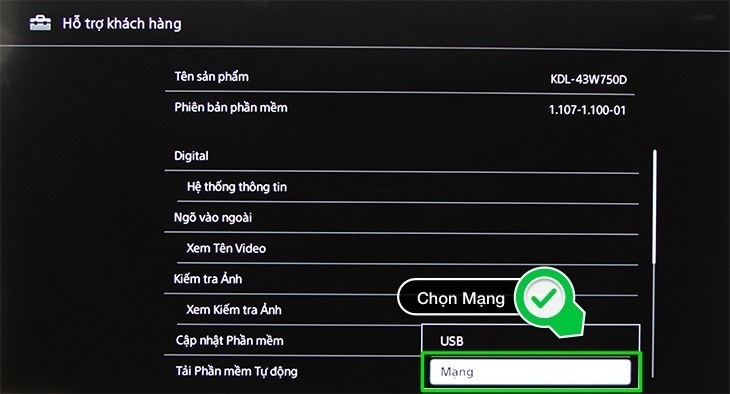 cách cập nhật phần mềm cho internet tivi sony 2016 bằng mạng internet