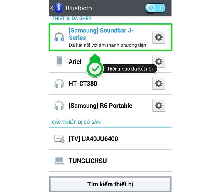 cách kết nối điện thoại, máy tính bảng với loa thanh samsung qua bluetooth