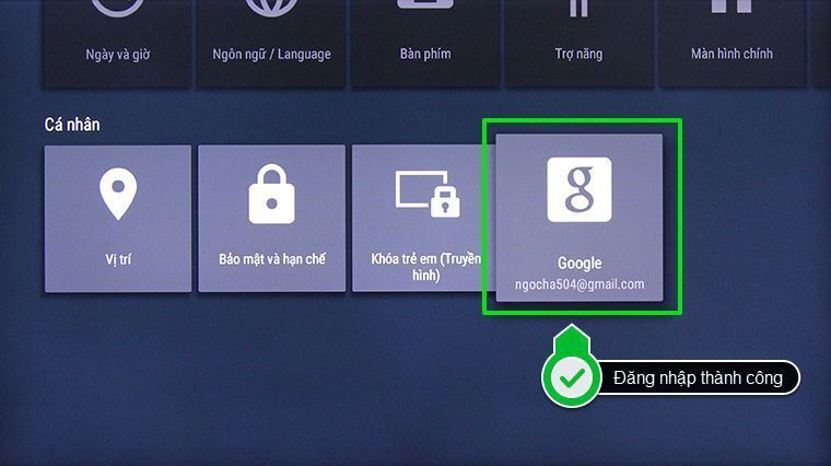 cách đăng nhập tài khoản google trên android tivi sony 2015