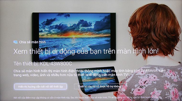 cách phản chiếu hình ảnh từ điện thoại lên android tivi sony