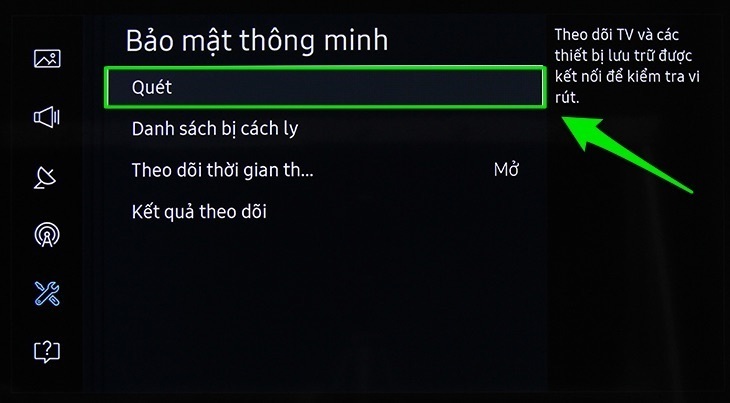 cách quét và diệt virus trên smart tivi samsung 2016 và 2017