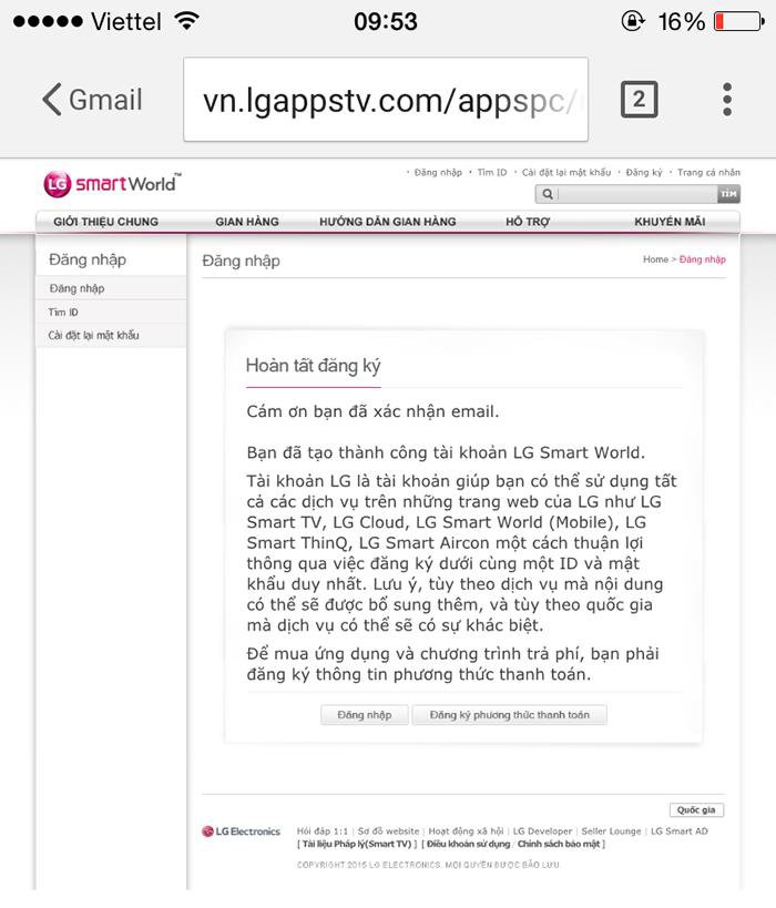 cách tạo tài khoản tivi lg