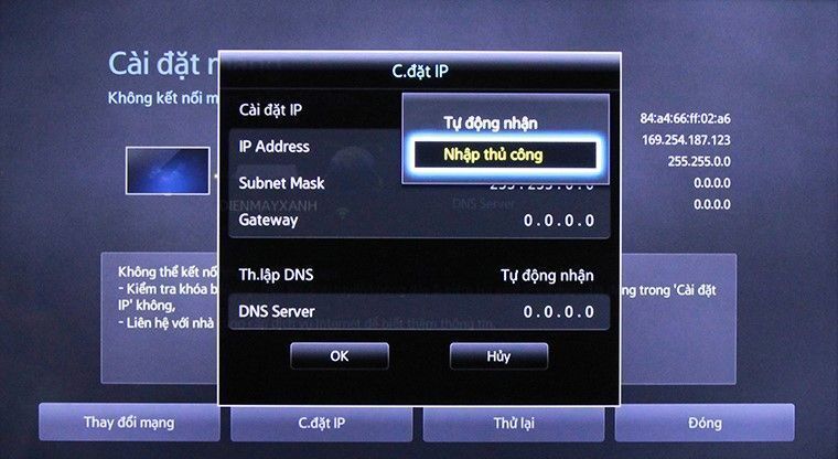 khắc phục tivi không kết nối được mạng