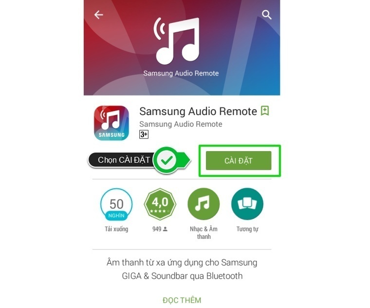 cách điều khiển loa thanh samsung bằng điện thoại, máy tính bảng