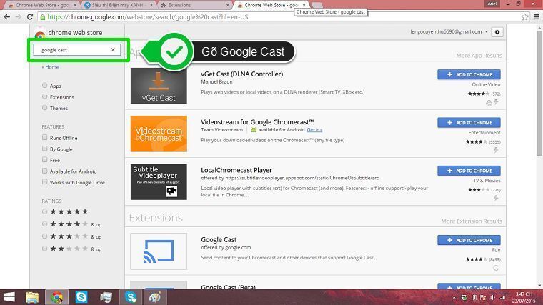 cách sử dụng tính năng google cast để chia sẻ nội dung từ laptop lên android tivi sony 2015