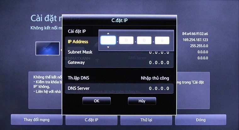 khắc phục tivi không kết nối được mạng