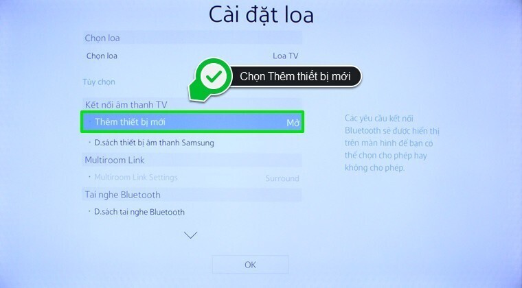 cách kết nối tivi samsung với loa thanh samsung qua tính năng tv sound connect