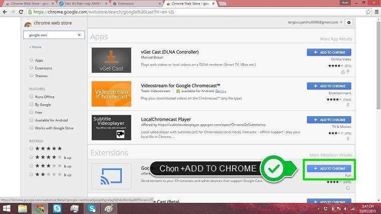 cách sử dụng tính năng google cast để chia sẻ nội dung từ laptop lên android tivi sony 2015