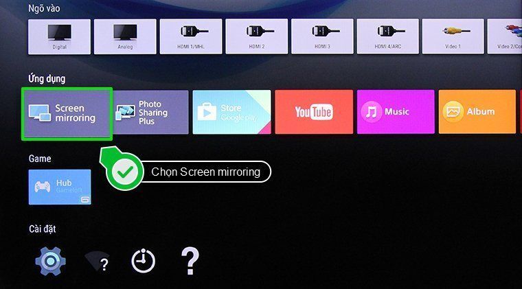 cách phản chiếu hình ảnh từ điện thoại lên android tivi sony