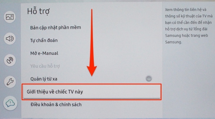 cách xem tên smart tivi samsung 2018 trong cài đặt