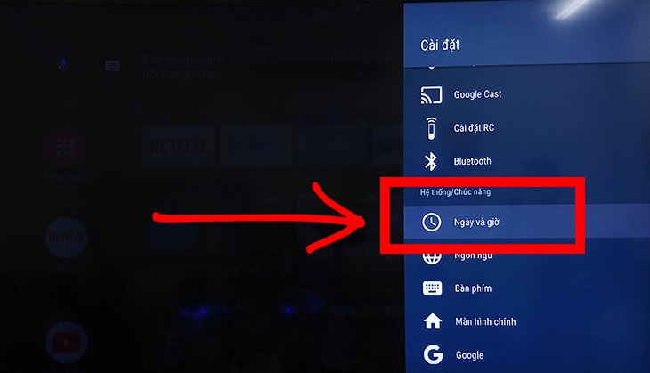 cách cài đặt thời gian, múi giờ trên android tivi sharp 2018