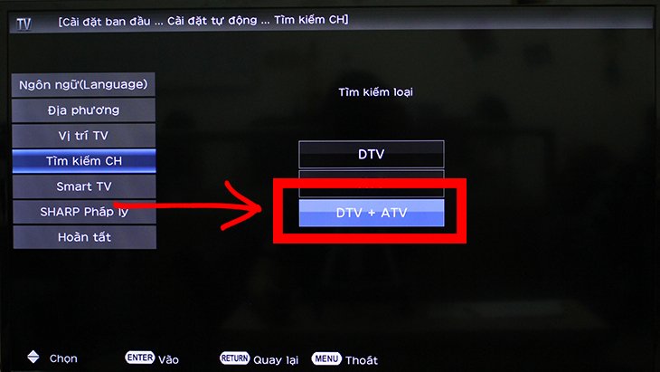 các bước thiết lập đầu tiên trên smart tivi sharp 2018