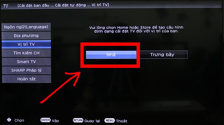 các bước thiết lập đầu tiên trên smart tivi sharp 2018