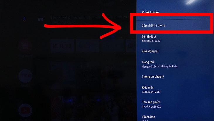 cách cập nhật phần mềm hệ thống android tivi sharp 2018