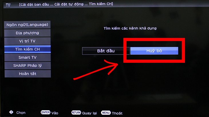 các bước thiết lập đầu tiên trên smart tivi sharp 2018
