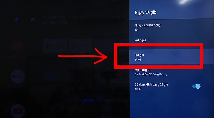 cách cài đặt thời gian, múi giờ trên android tivi sharp 2018