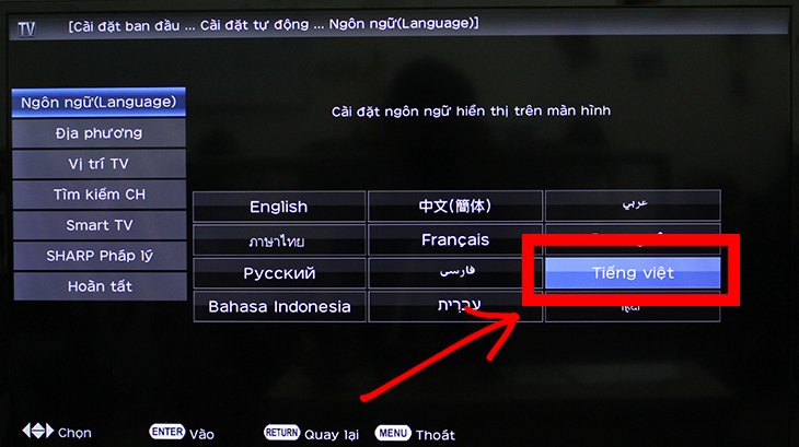 các bước thiết lập đầu tiên trên smart tivi sharp 2018