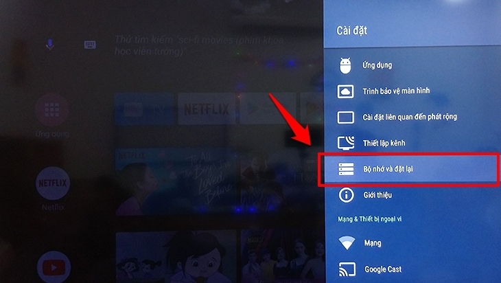 cách khôi phục cài đặt gốc trên android tivi sharp 2018