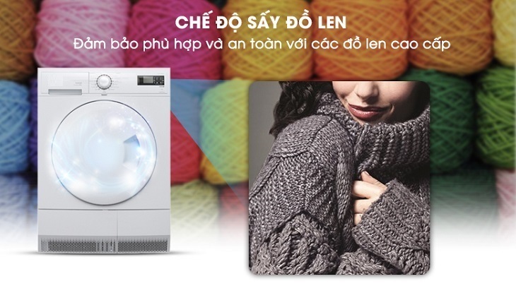 các công nghệ và tiện ích thường gặp trên máy sấy quần áo