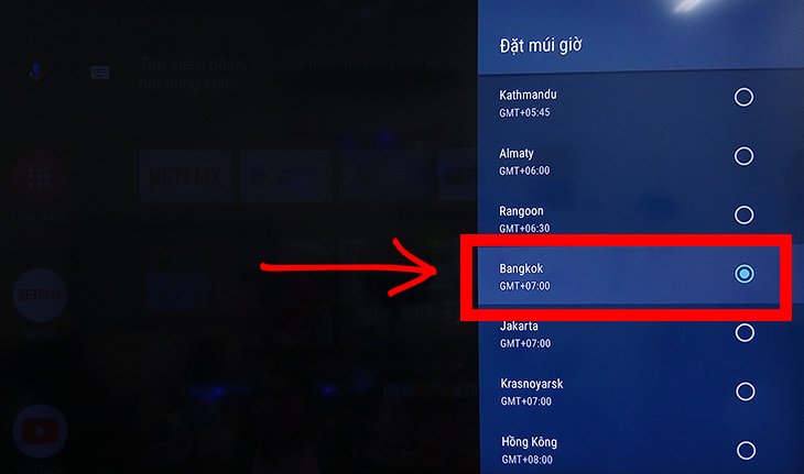 cách cài đặt thời gian, múi giờ trên android tivi sharp 2018