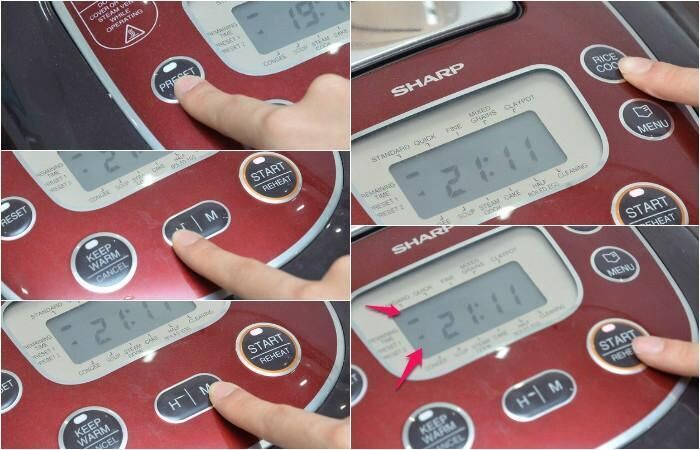 cách nấu cơm bằng chế độ hẹn giờ ở nồi cơm điện tử