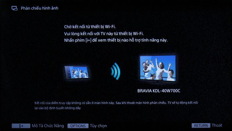 cách phản chiếu hình ảnh từ điện thoại lên smart tivi sony