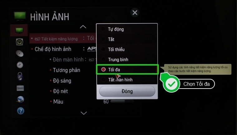 cách bật chế độ tiết kiệm năng lượng trên smart tivi lg hệ điều hành netcast