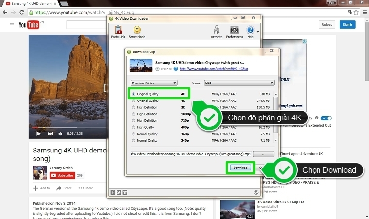 cách tải video 4k từ youtube để xem trên tivi 4k