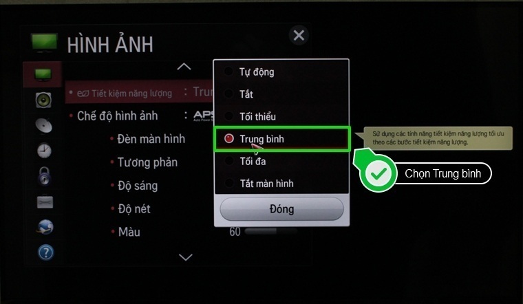 cách bật chế độ tiết kiệm năng lượng trên smart tivi lg hệ điều hành netcast