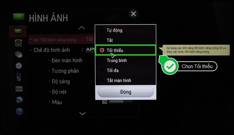 cách bật chế độ tiết kiệm năng lượng trên smart tivi lg hệ điều hành netcast