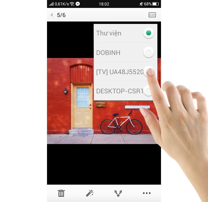 cách chuyển hình từ điện thoại lên tivi bằng dlna