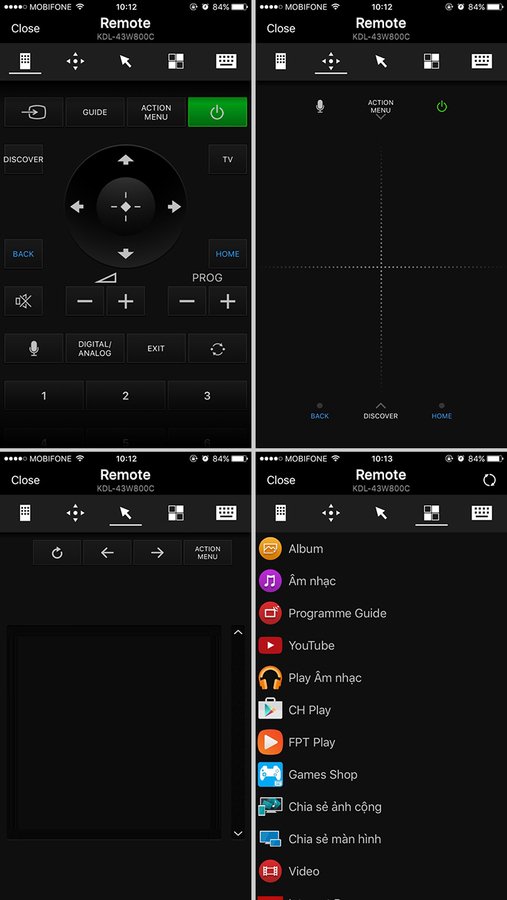 so sánh ứng dụng điều khiển tivi bằng điện thoại của sony và samsung