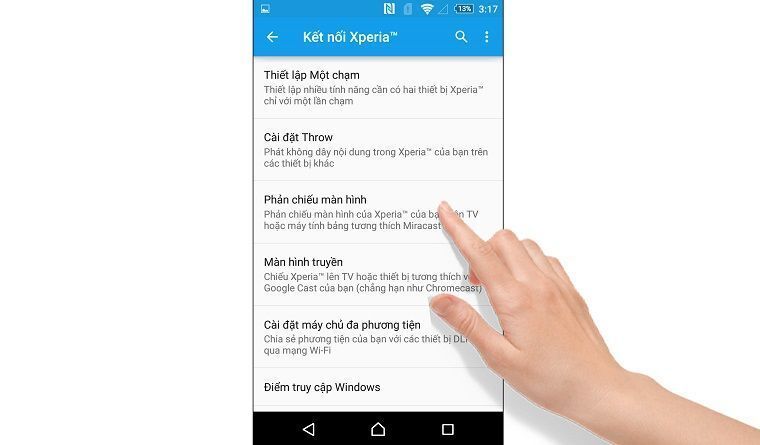 cách phản chiếu hình ảnh từ điện thoại lên smart tivi sony