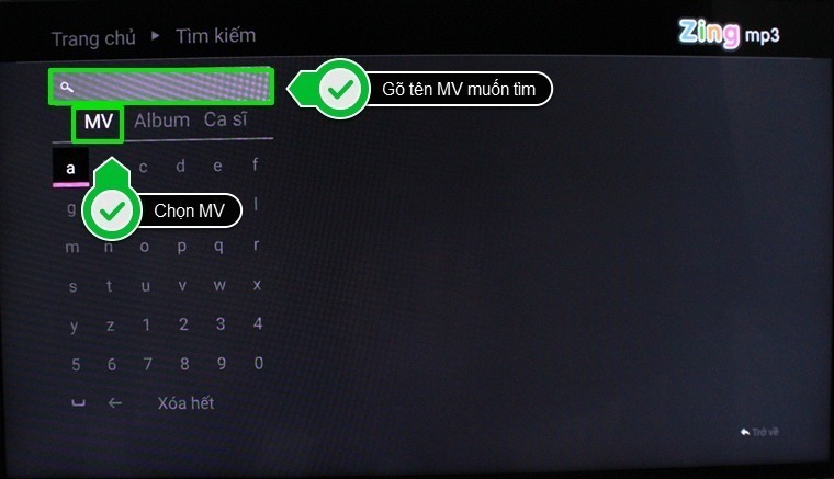 cách sử dụng ứng dụng zing mp3 trên android tivi sony 2015