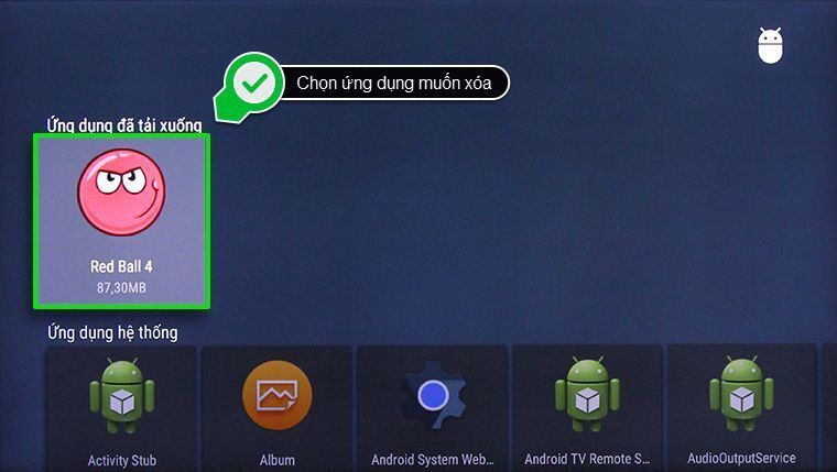 cách xóa ứng dụng trên android tivi sony 2015