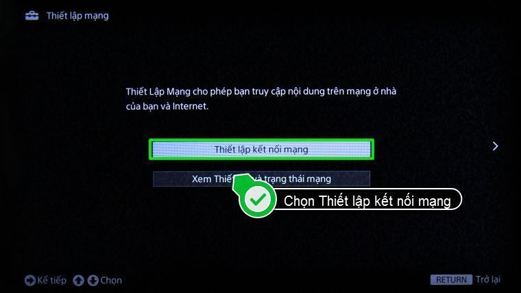 cách vào mạng trên smart tivi sony