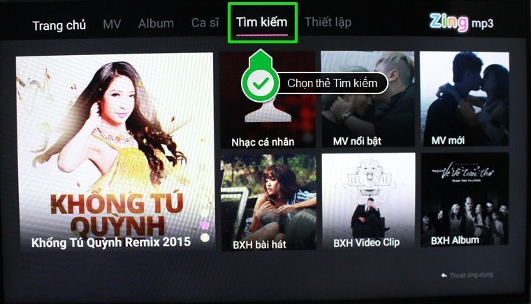 cách sử dụng ứng dụng zing mp3 trên android tivi sony 2015