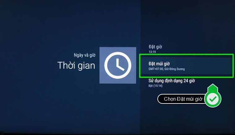 cách cài đặt thời gian, múi giờ trên android tivi sony 2015