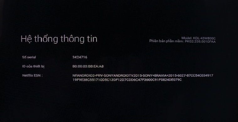 cách kiểm tra thông tin android tivi sony 2015