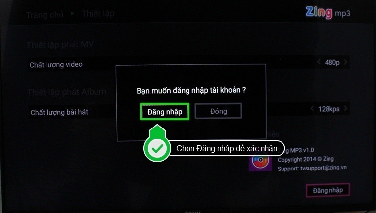 cách sử dụng ứng dụng zing mp3 trên android tivi sony 2015