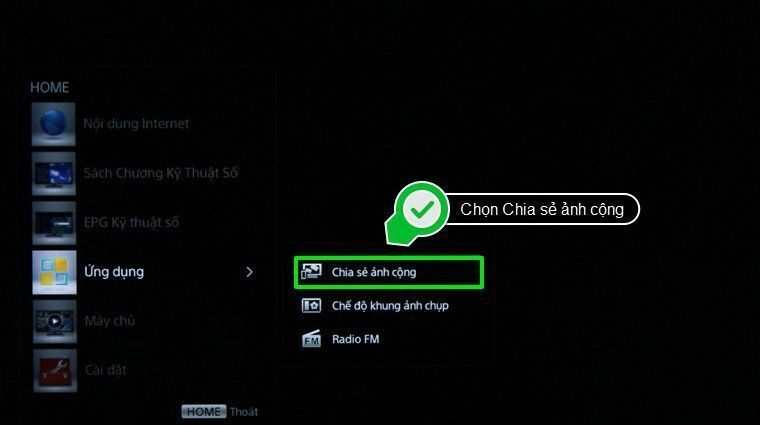 cách sử dụng tính năng photo share trên internet tivi sony