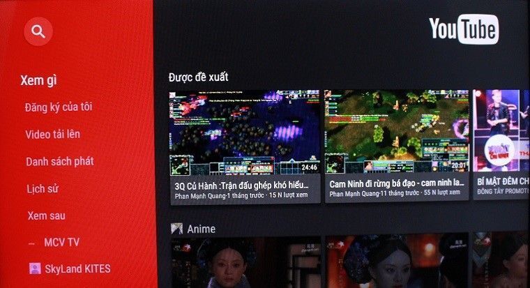 cách sử dụng ứng dụng youtube trên android tivi sony 2015