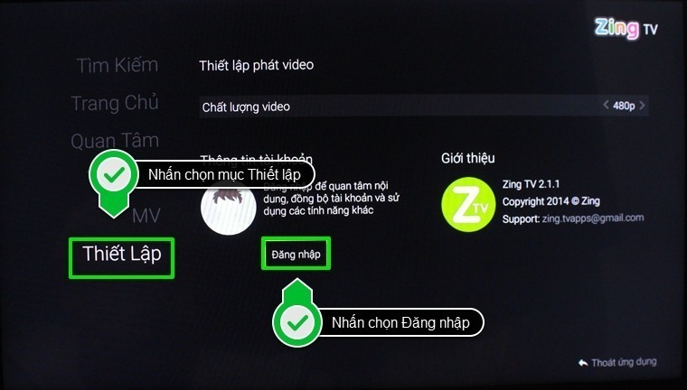 cách sử dụng ứng dụng zing tv trên android tivi sony 2015
