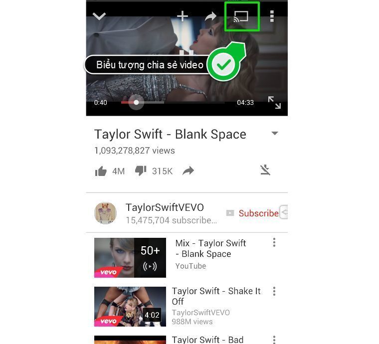 cách chia sẻ video youtube từ điện thoại, máy tính bảng, laptop lên smart tivi samsung, lg, sony