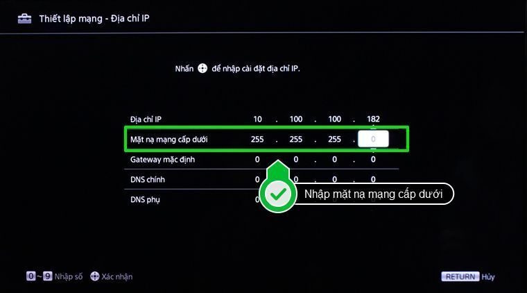 cách cài đặt ip và dns mạng cho internet tivi sony