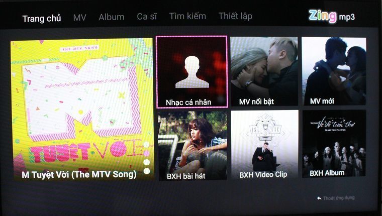 cách sử dụng ứng dụng zing mp3 trên android tivi sony 2015